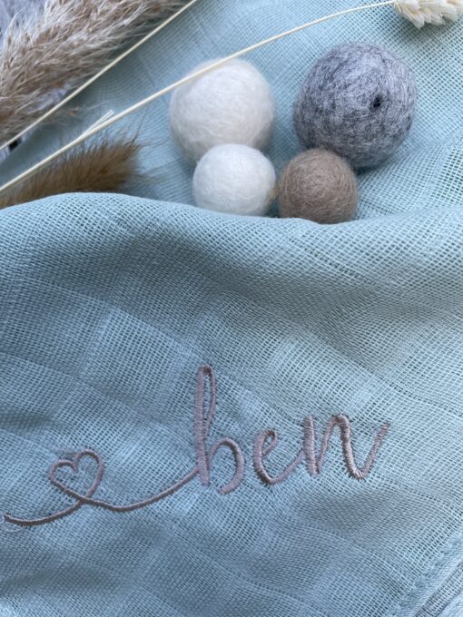Kuscheltuch < Name > Musselin | Babytuch | Geschenk zur Geburt oder Taufe | – Bild 14