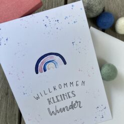 Karte zur Geburt < Willkommen kleines Wunder Regenbogen >