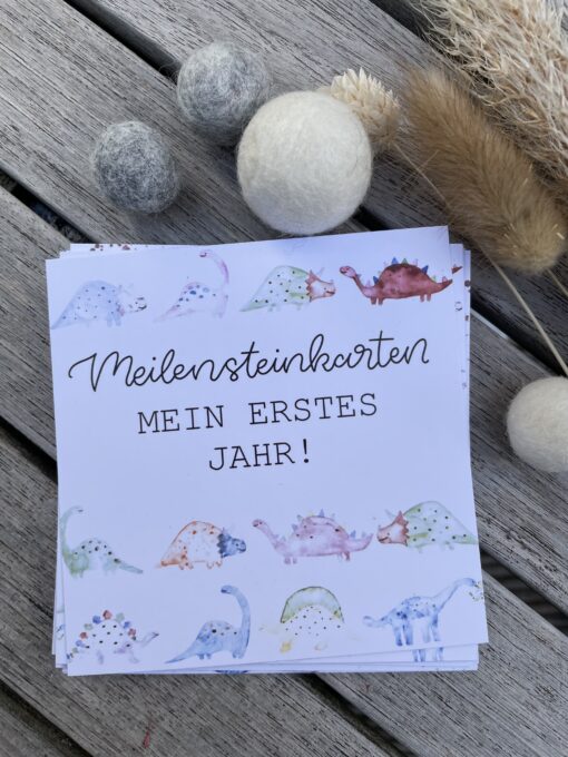 Geschenkset < Dino > bestehend aus Meilensteinkarten und Kuscheltuch – Bild 2