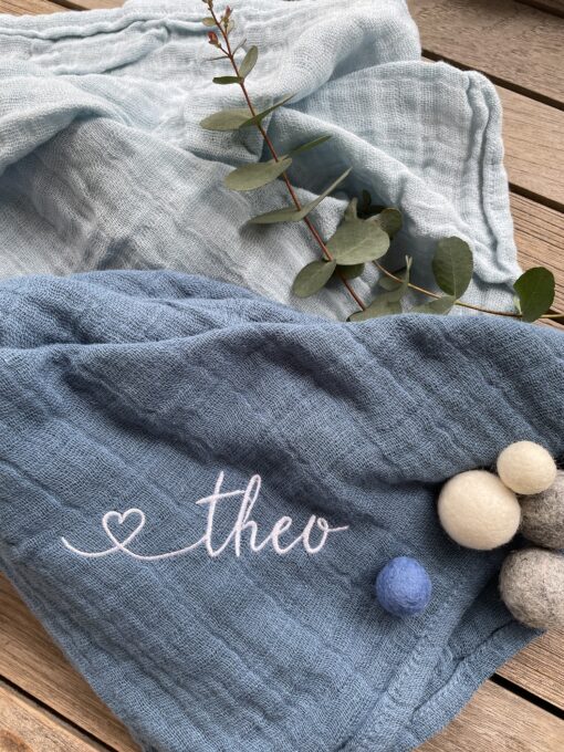 Kuscheltuch < Name > Musselin | Babytuch | Geschenk zur Geburt oder Taufe | – Bild 13