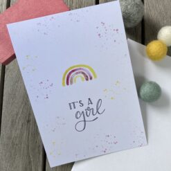 Karte zur Geburt  > It‘s a Girl Regenbogen >
