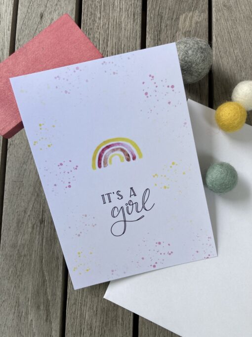 Karte zur Geburt  > It‘s a Girl Regenbogen >