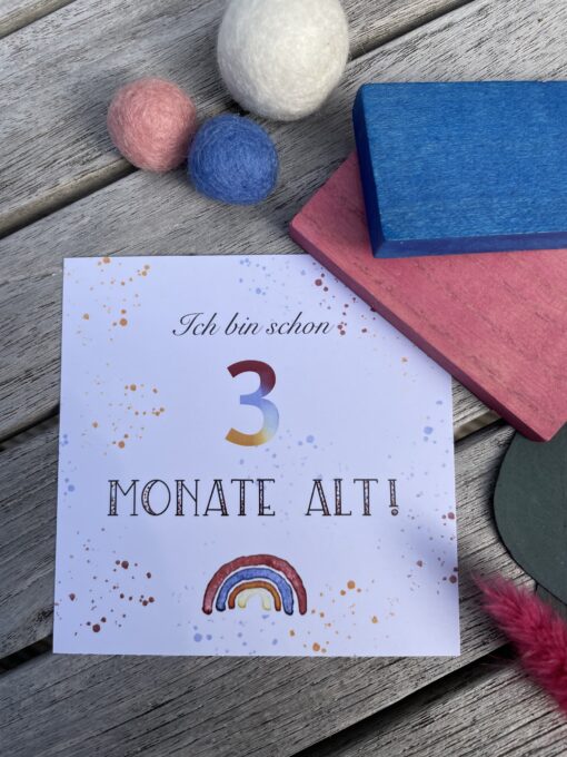 Geschenkset < Regenbogen > bestehend aus Meilensteinkarten und Kuscheltuch – Bild 8