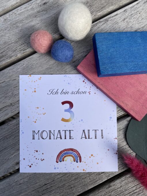 Geschenkset < Regenbogen > bestehend aus Meilensteinkarten und Kuscheltuch – Bild 10