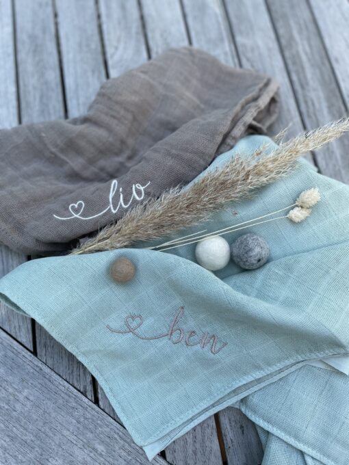 Kuscheltuch < Name > Musselin | Babytuch | Geschenk zur Geburt oder Taufe | – Bild 6