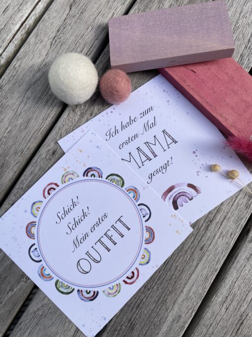 Geschenkset < Regenbogen > bestehend aus Meilensteinkarten und Kuscheltuch – Bild 6