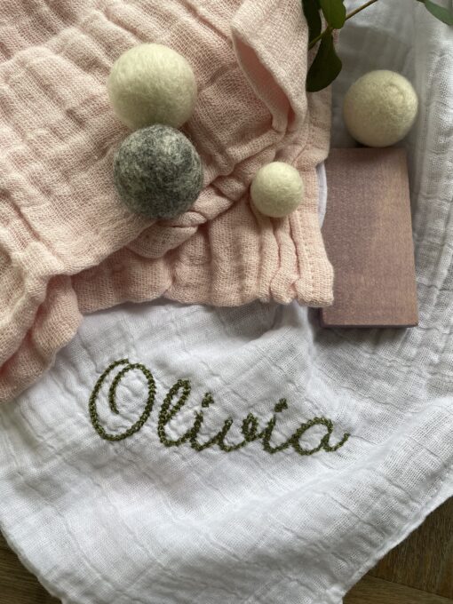 Kuscheltuch < Name > Musselin | Babytuch | Geschenk zur Geburt oder Taufe | – Bild 10